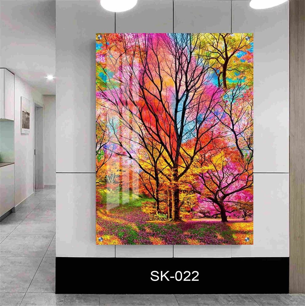 הדפסה על זכוכית - עצים צבעונים