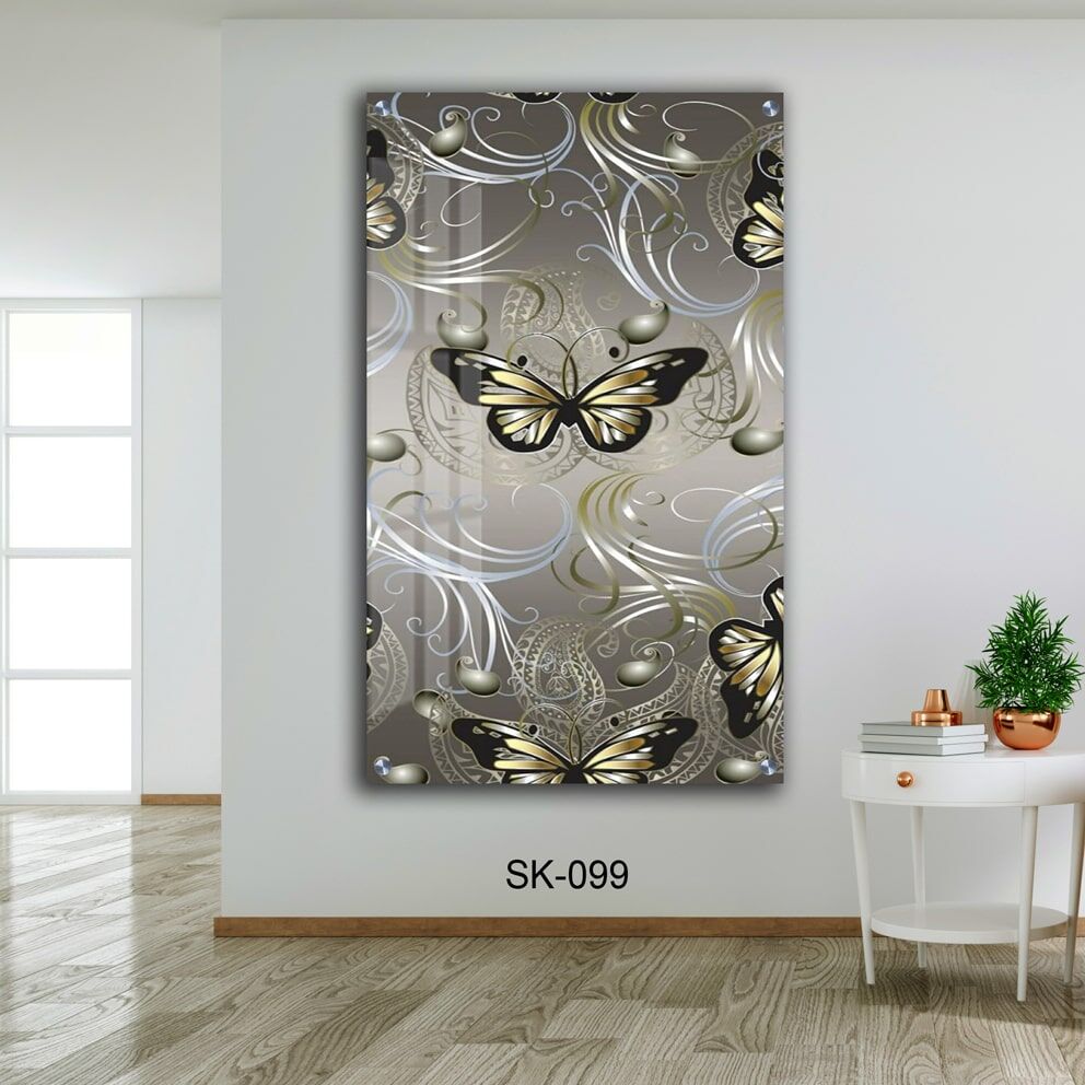 הדפסה על זכוכית - פרפרים ועיטורים