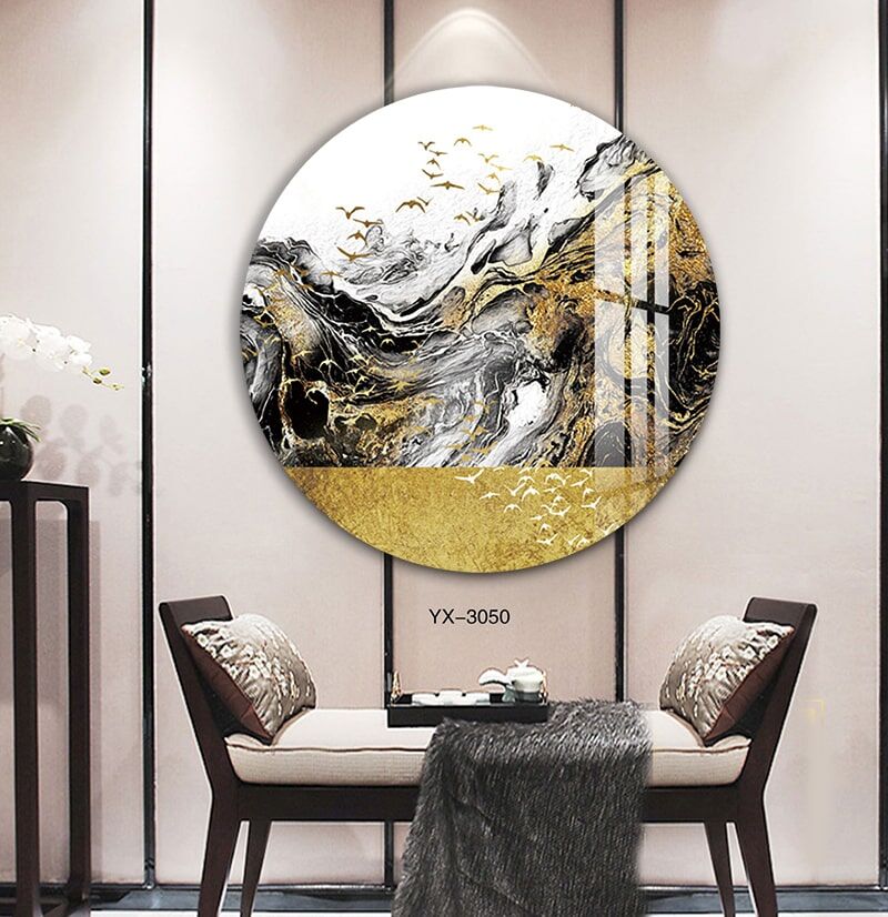 תמונת זכוכית עגולה לסלון