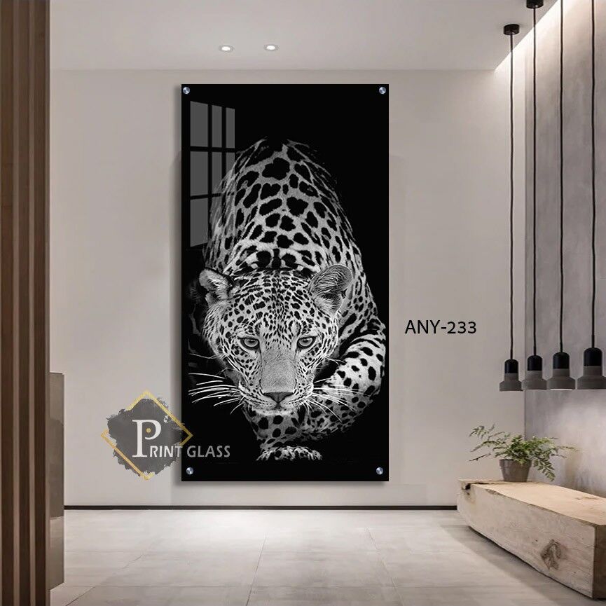 תמונת זכוכית - נמר ברקע שחור