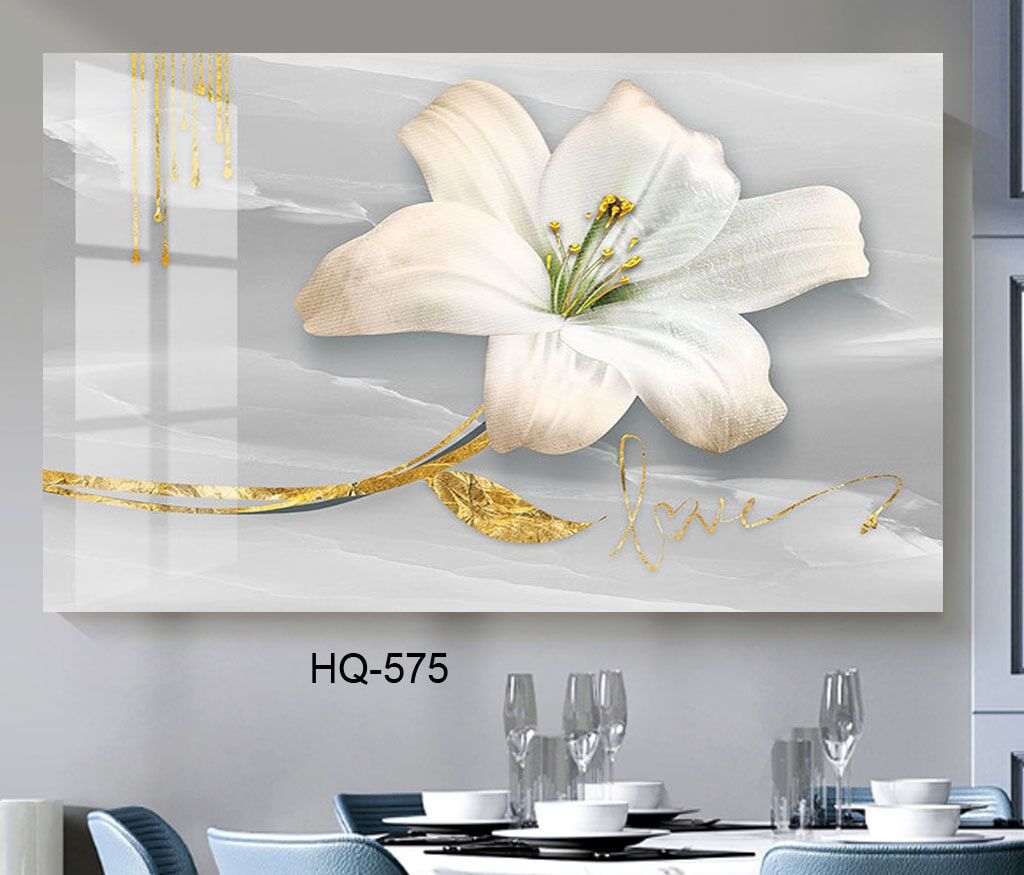 תמונת זכוכית פרח לבן