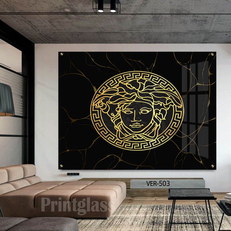 תמונת זכוכית לחדר שינה של ורסאצ'ה זהב שחור