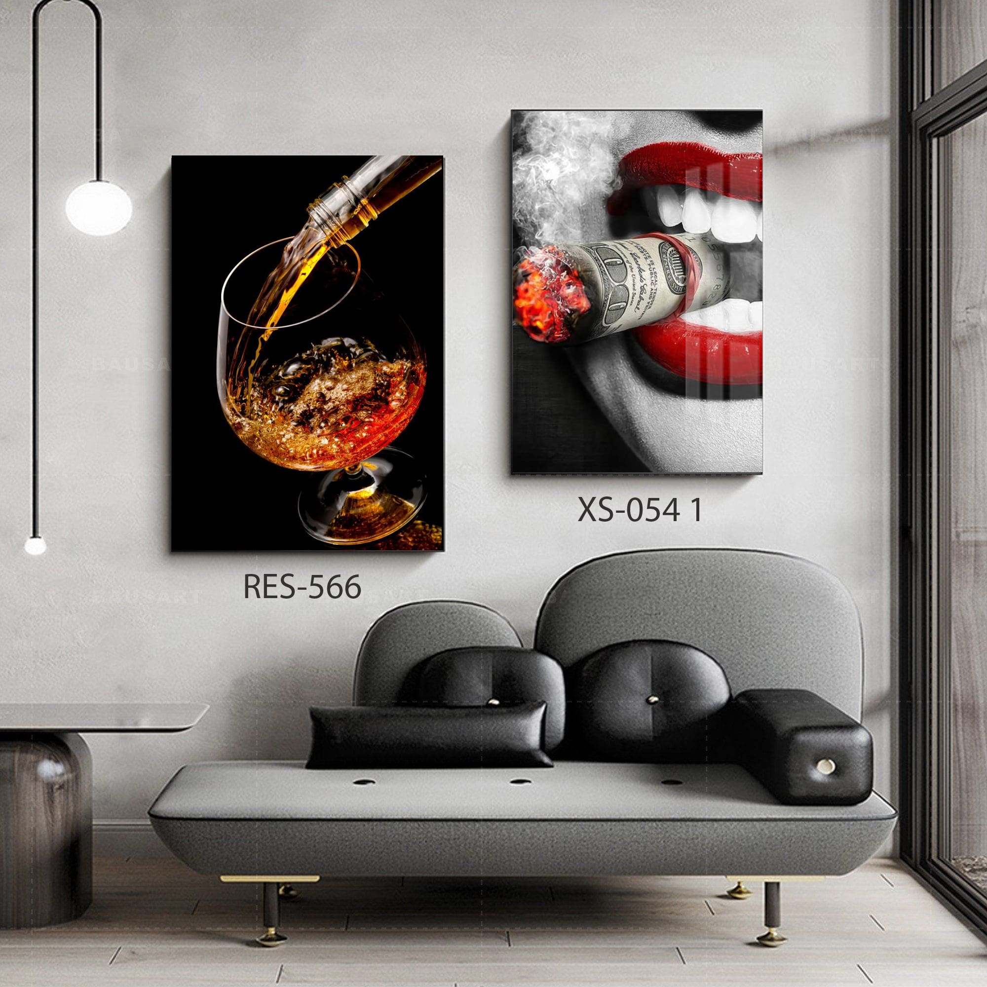 זוג תמונות זכוכית של ליידי רום לחדר שינה