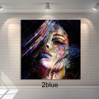 תמונת זכוכית מרובעת לחדר של אישה צבעונית אבסטראקט