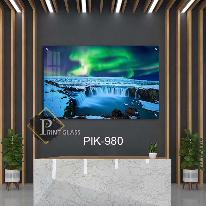 תמונת זכוכית לסלון או למשרד של הזוהר הצפוני