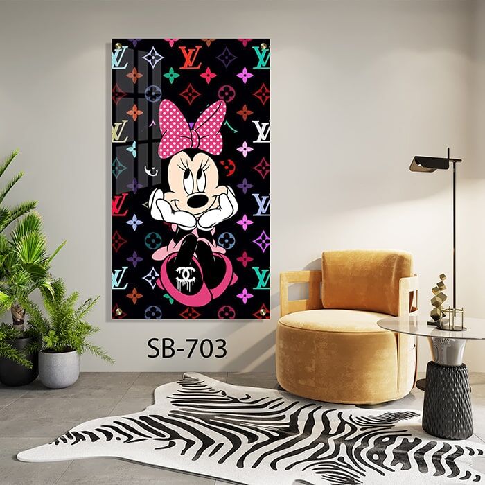 תמונת זכוכית למשרד או לחדר שינה או לסלון של מיני מאוס לואי ויטון