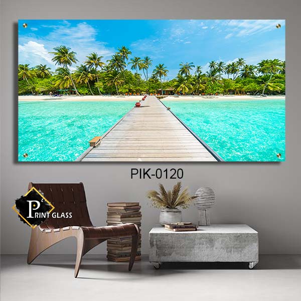תמונת זכוכית למשרד או לחדר שינה של שביל לאי טרופי
