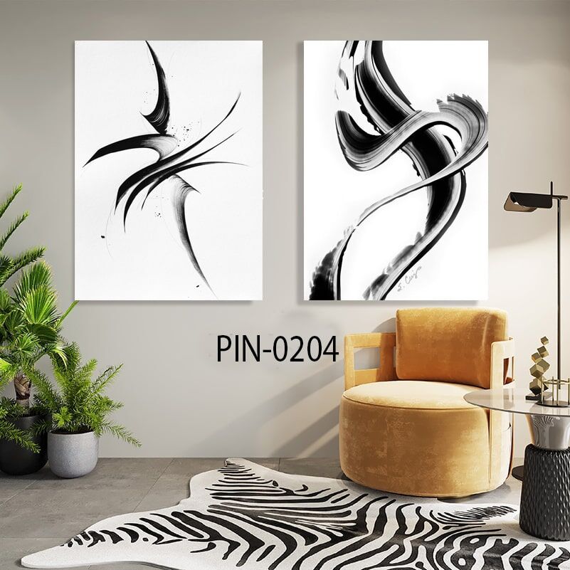 ציור על קנבס מינימליסטי שחור לבן