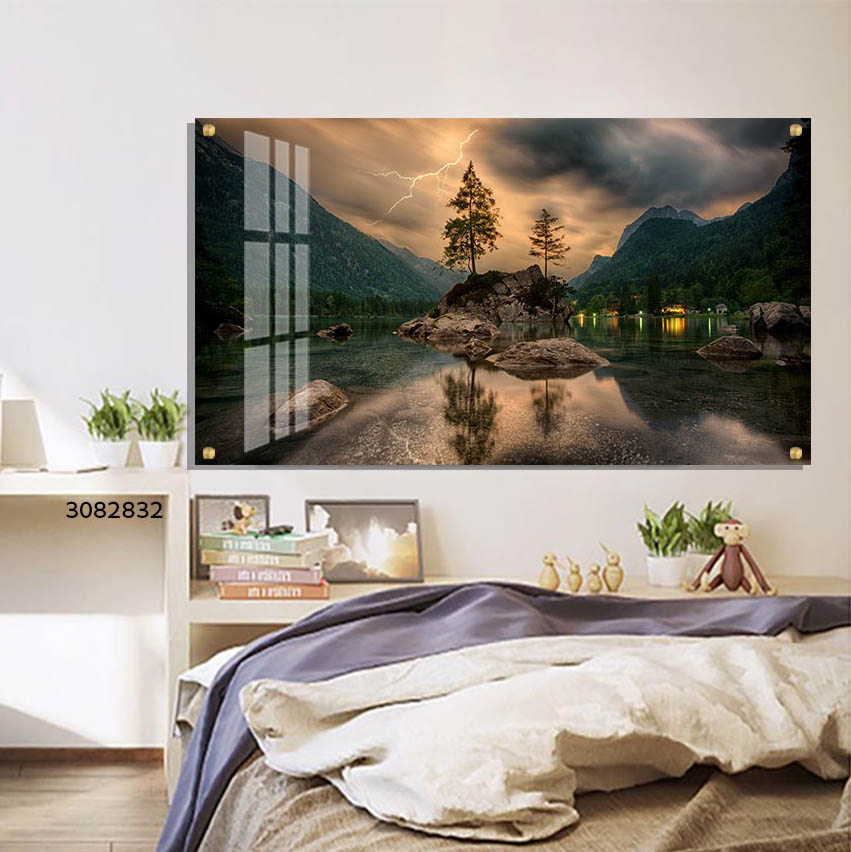 תמונת זכוכית למשרד או לסלון של סערה באגם