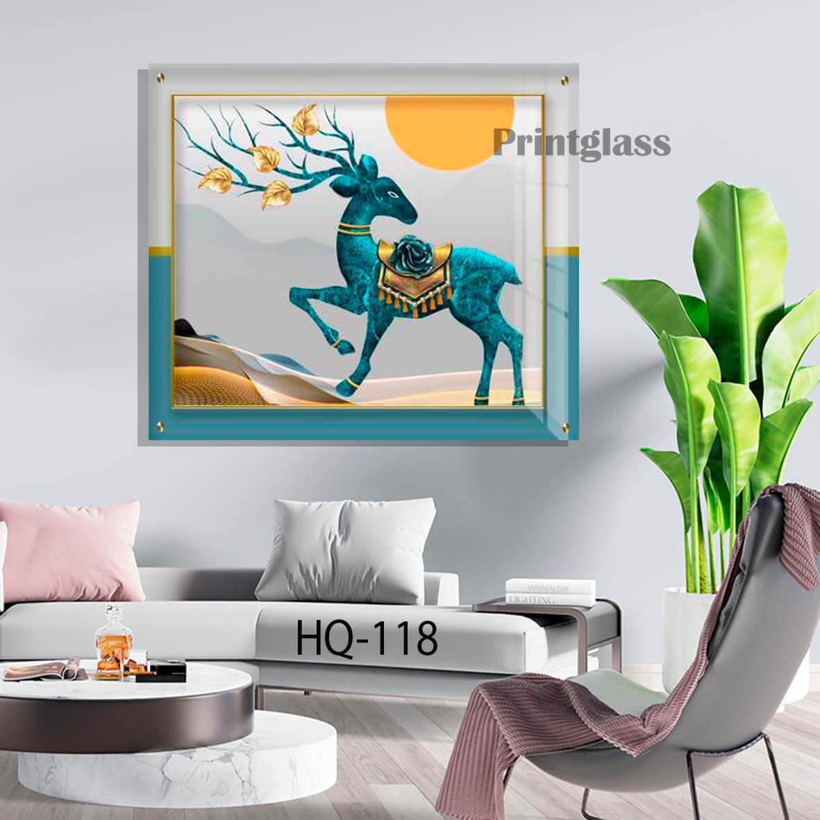 תמונה זכוכית מרובעת של אייל כחול לסלון