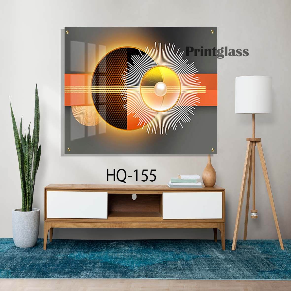 תמונת זכוכית מרובעת של אבסטרקט שימשי לסלון