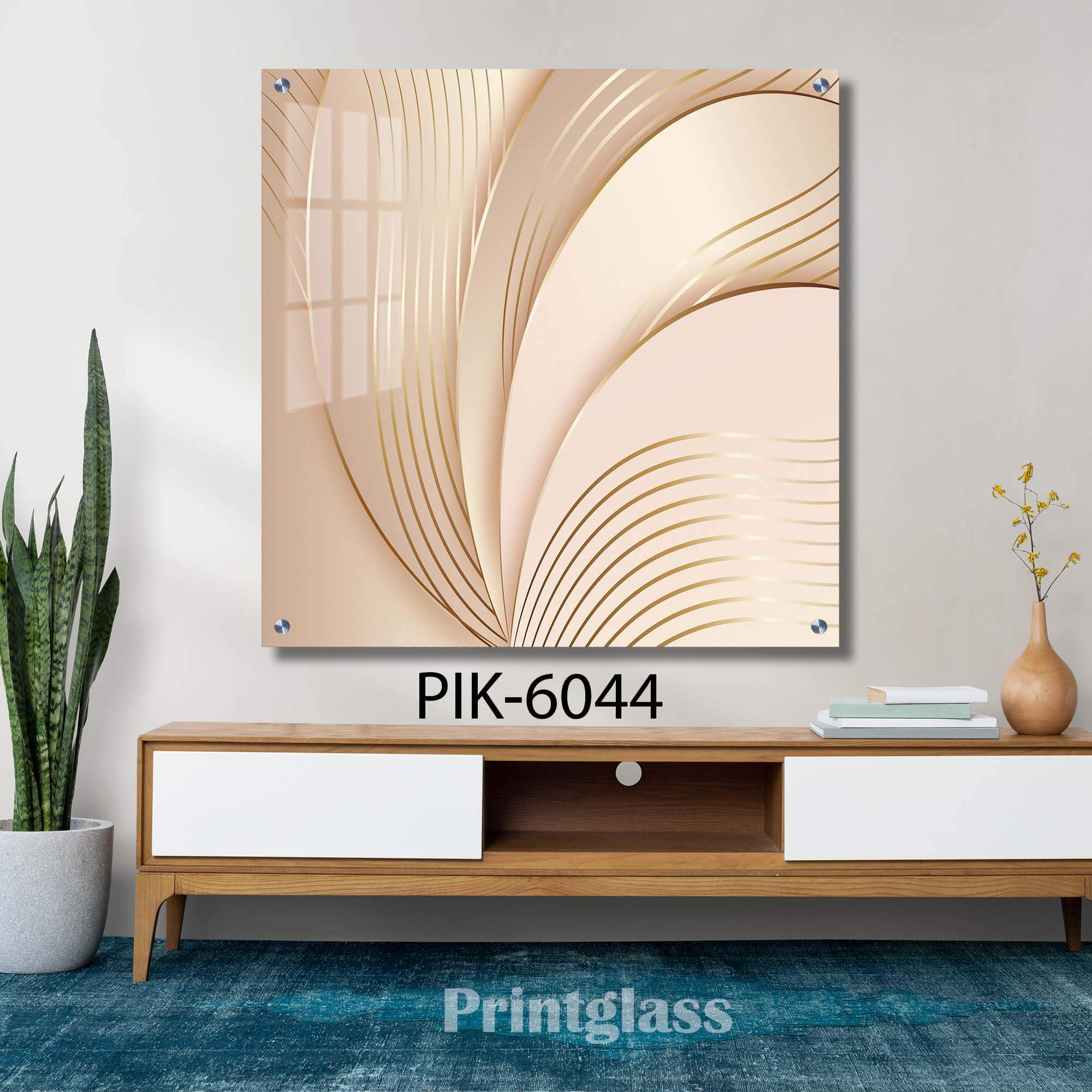 תמונת זכוכית מרובעת של אבסטרקט קרם לסלון