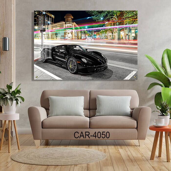 תמונה של מכונית ספורט שחורה לחדר שינה