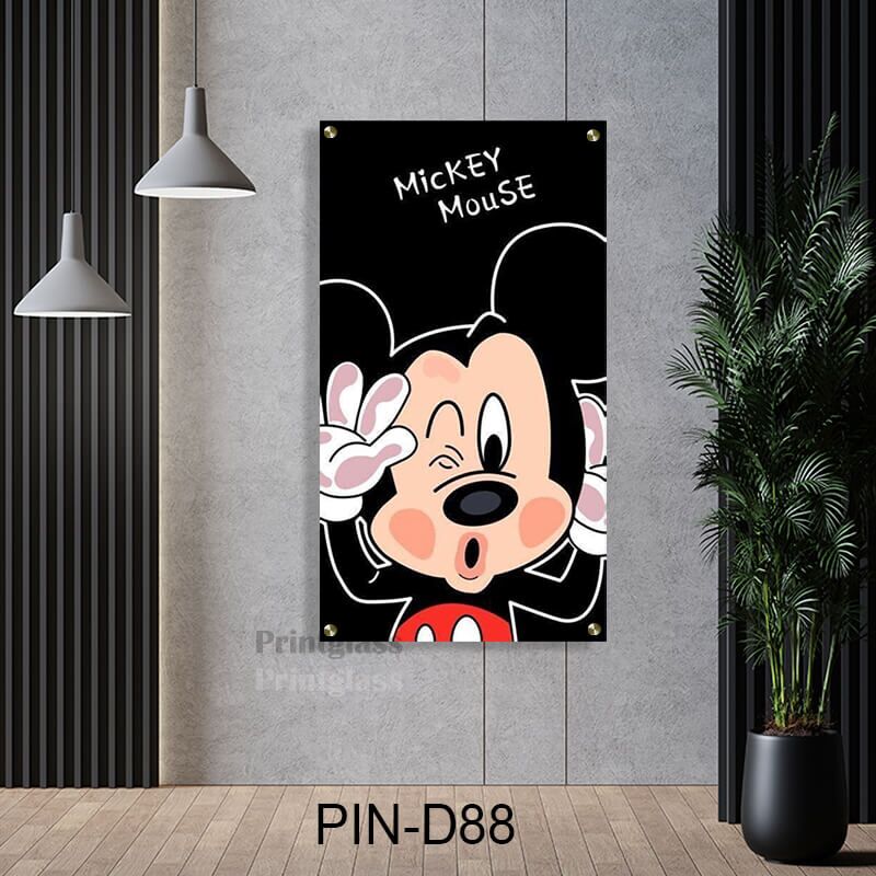 תמונה מיקי מאוס עם כיתוב רקע שחור לחדר שינה