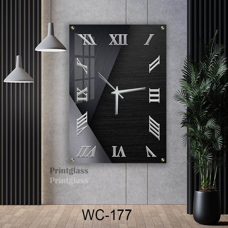 שעון קיר מיוחד לסלון מזכוכית ברקע שחור