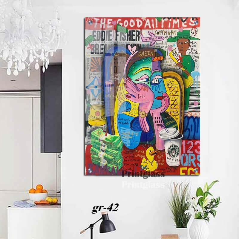 תמונת זכוכית פופ ארט אומנותי לחדר שינה