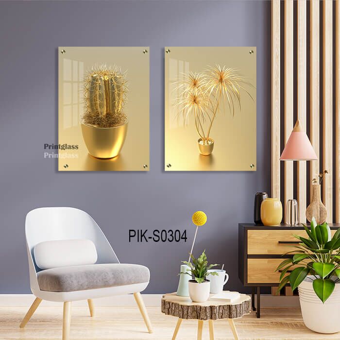 זוג תמונות פרחי זהב