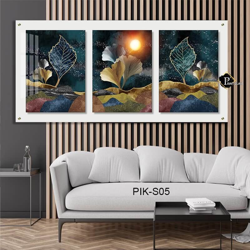 תמונת זכוכית של עלים כחולים