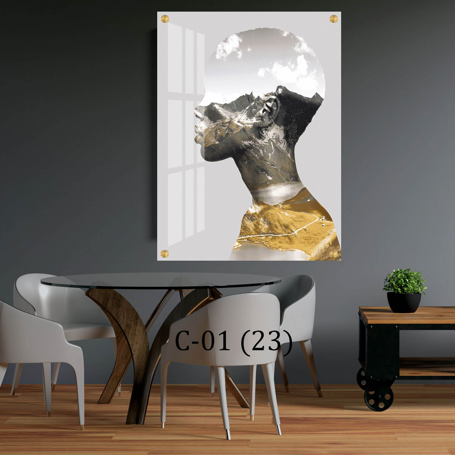 תמונת זכוכית לחדר של דרך בדמות אישה