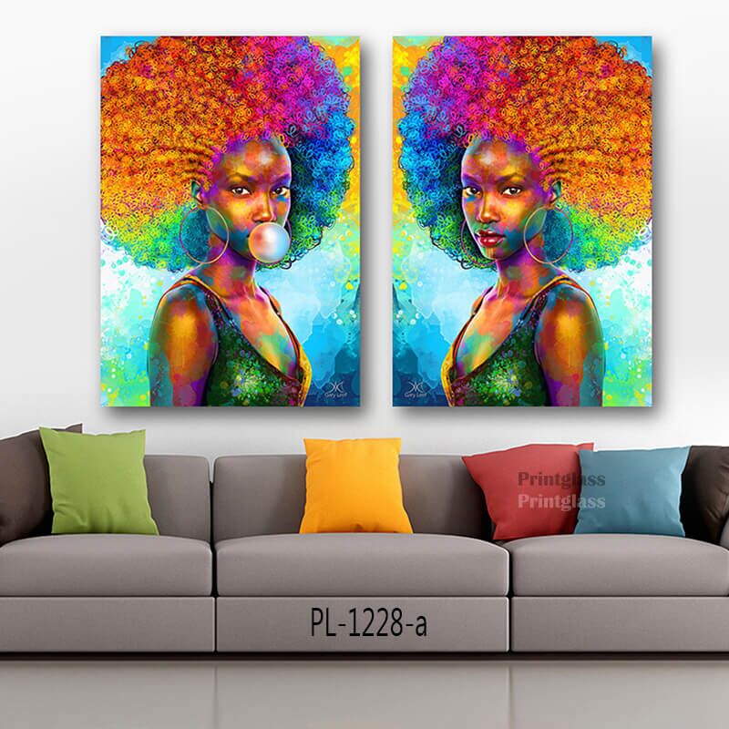 תמונות זכוכית למשרד של אפריקאיות עם אפרו צבעוני