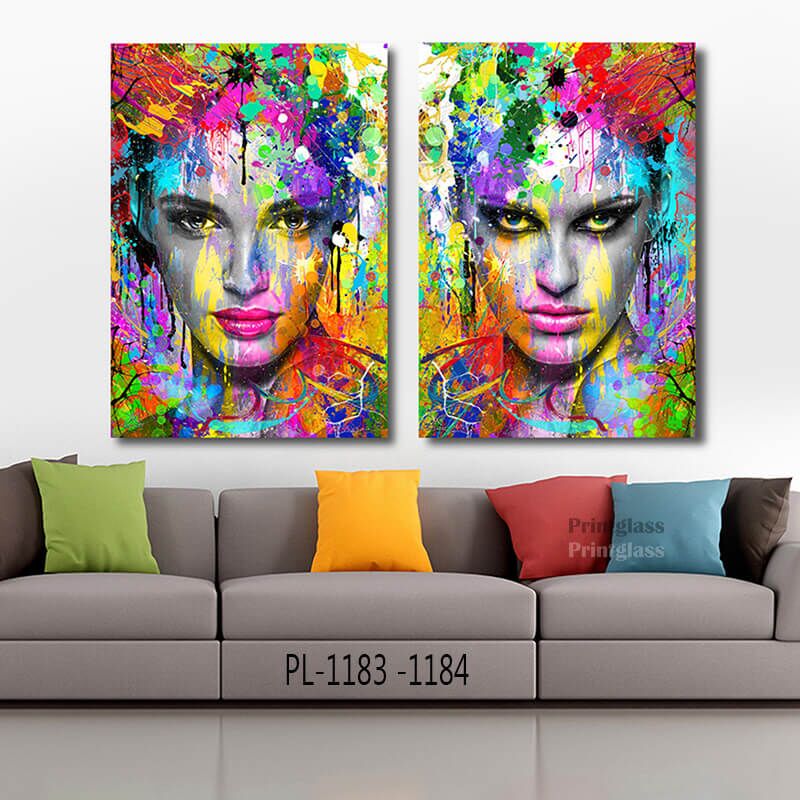 תמונות למשרד של נשים אבסטרקט צבעוני מזכוכית