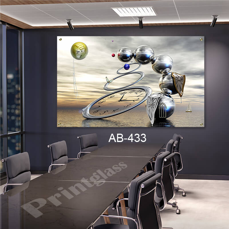 תמונה על זכוכית לסלון או לחדר השינה של סלבדור דאלי שעונים נוזלים