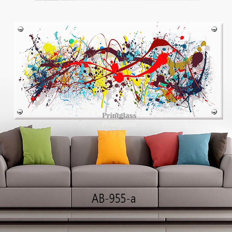 תמונה למשרד אבסטרקט קשקוש צבעוני מזכוכית