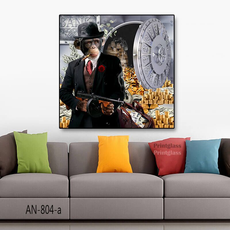 תמונת זכוכית מגניבה קוף שודד לחדר שינה