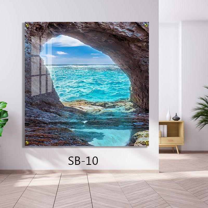 תמונת זכוכית של נוף - מערה בים לסלון