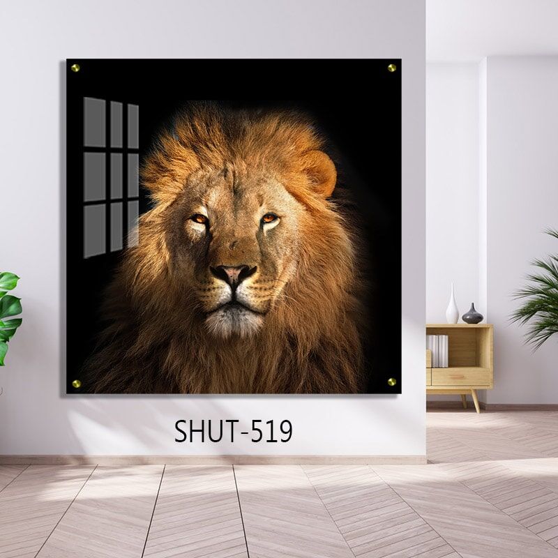 תמונת אריה ברקע שחור לחדר שינה