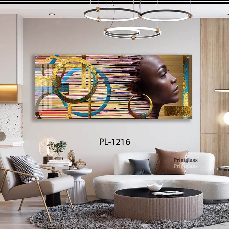 תמונת זכוכית לחדר שינה או לסלון של אישה טבעות זהב