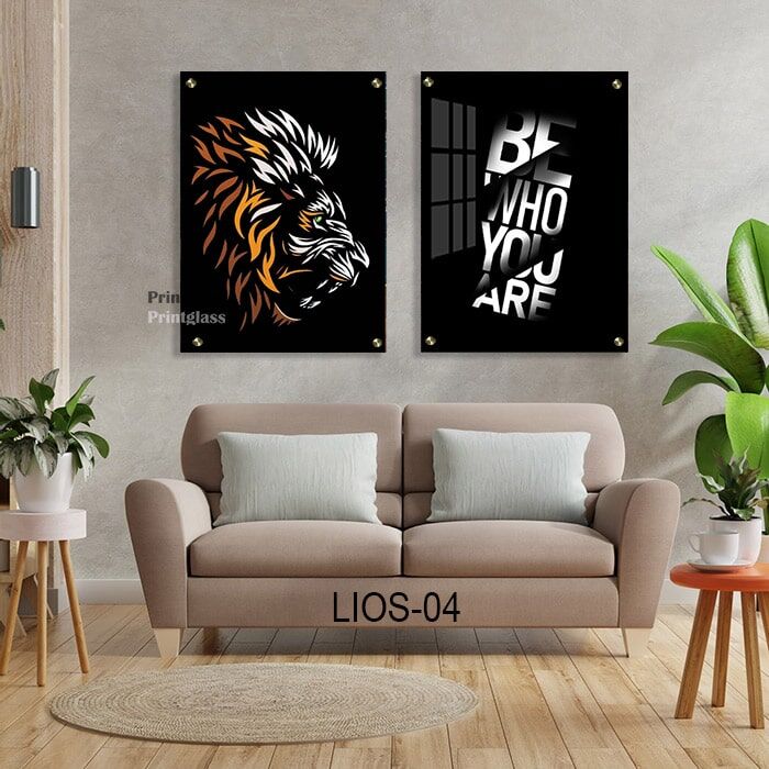 תמונות למשרד מזכוכית של אריה עם משפט מוטיבציה