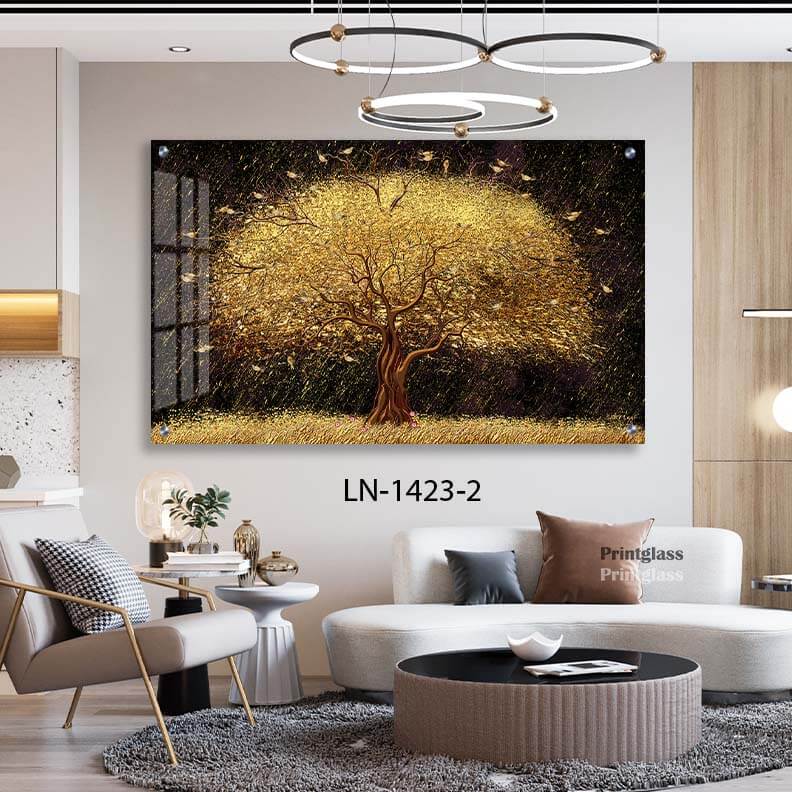 תמונה למשרד של עץ מזהב מזכוכית