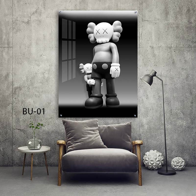 תמונת זכוכית מגניבה לחדר שינה דובי אבא ובן