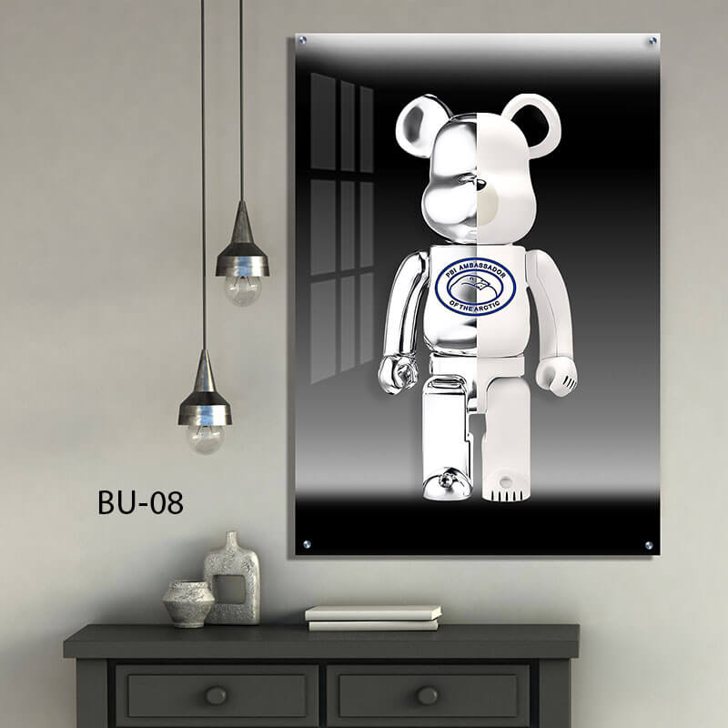 תמונת זכוכית דובי לבן קטן לחדר שינה