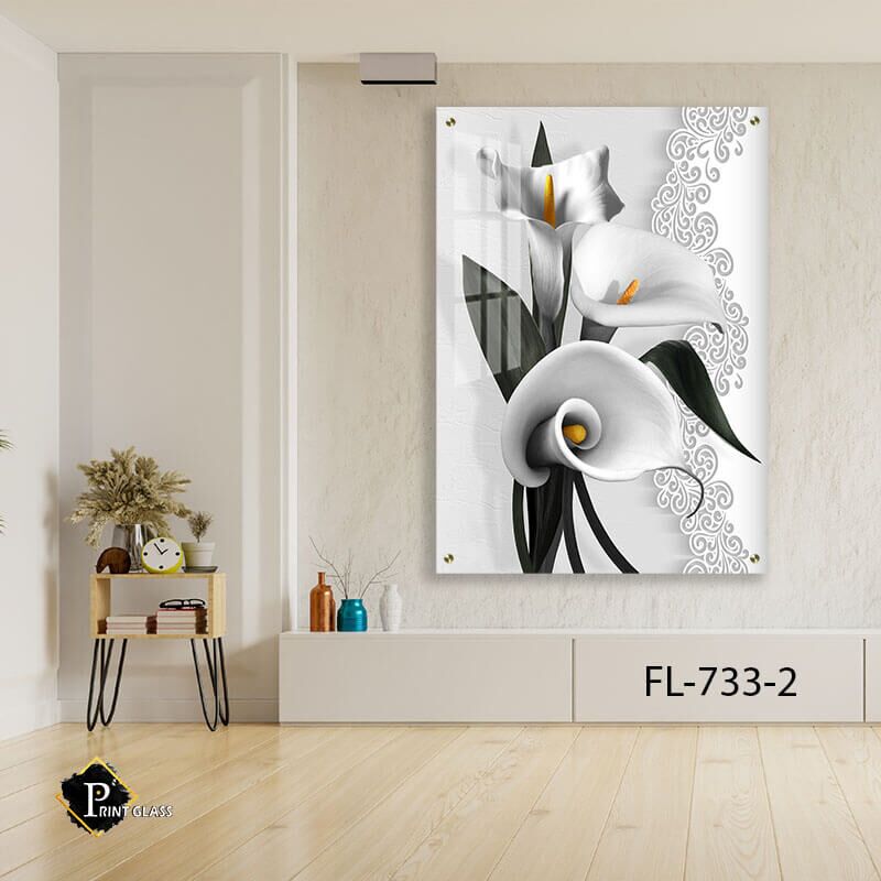 פרח שושן צחור לבן - תמונת זכוכית לסלון או לפינת אוכל