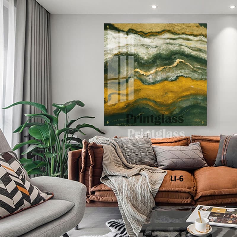 תמונה לפינת אוכל מזכוכית אבסטרקט חולות