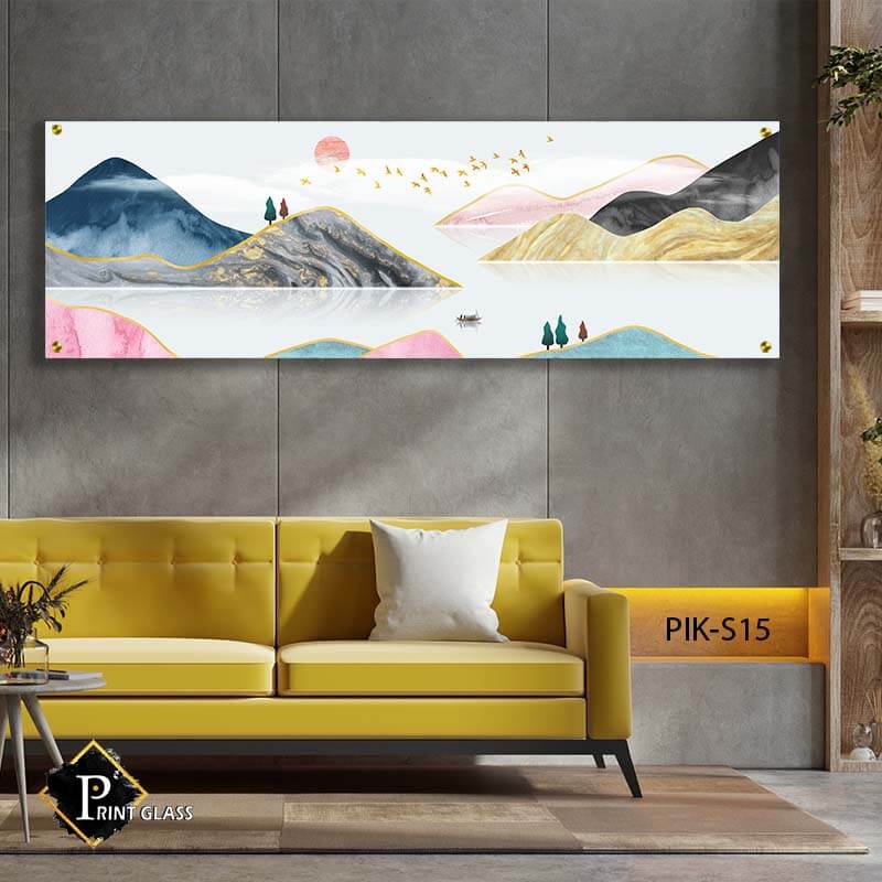 תמונה לסלון או לחדר שינה מזכוכית של נוף ציורי צבעוני