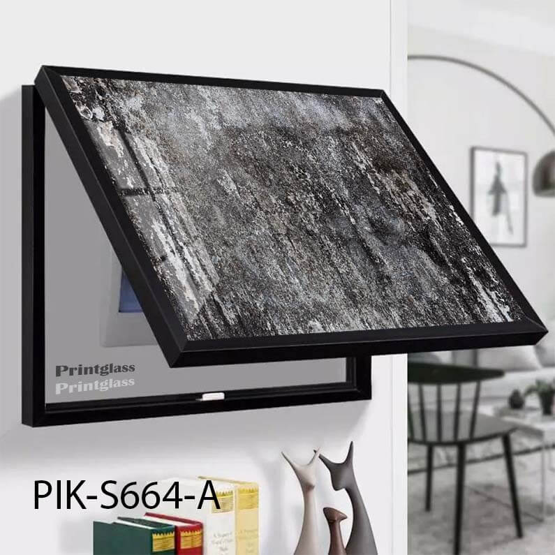 כיסוי ארון חשמל ותקשורת בעל הדפסה על זכוכית של אבסטרקט שחור שיש