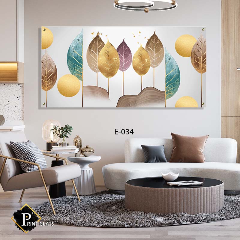 תמונה לסלון פנורמית מזכוכית של עצים בצורת עלה