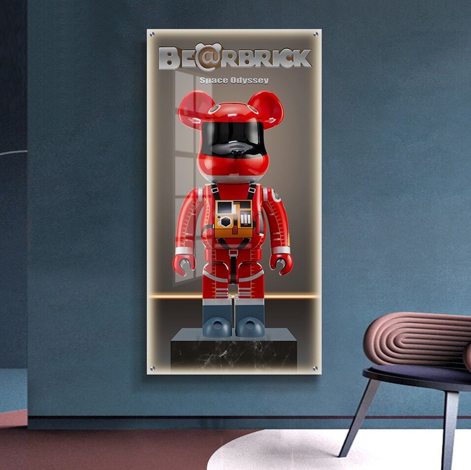 תמונת זכוכית לחדר שינה של דובי אדום תלבושת בנאים