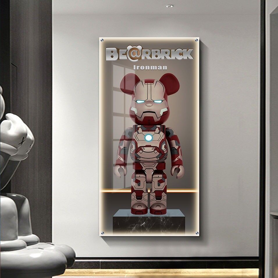 תמונת זכוכית לחדר שינה של דובי בצורת איירון מן