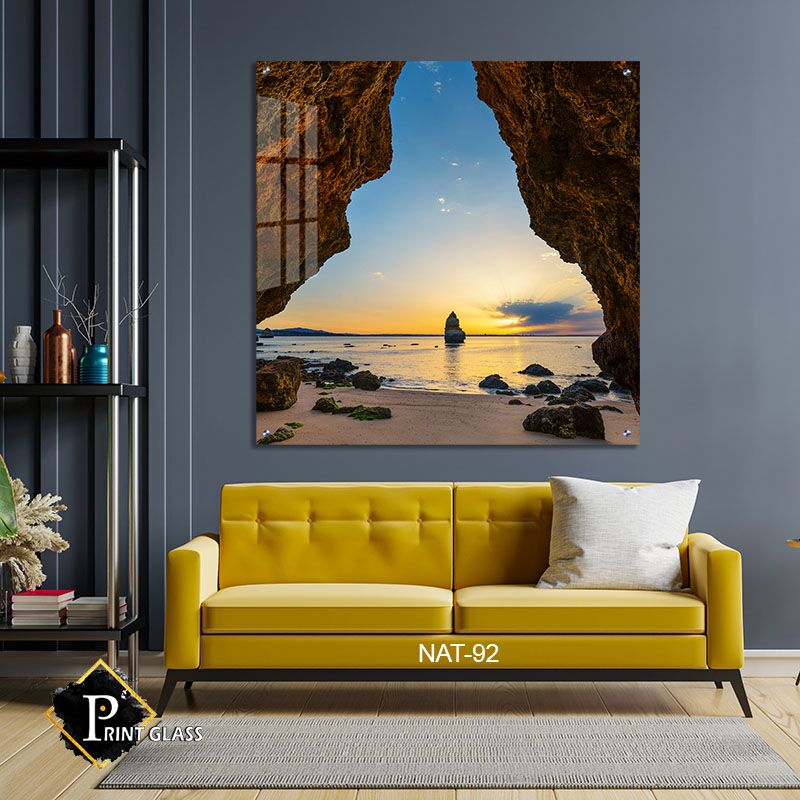 תמונת זכוכית לסלון של נוף ים בשקיעה