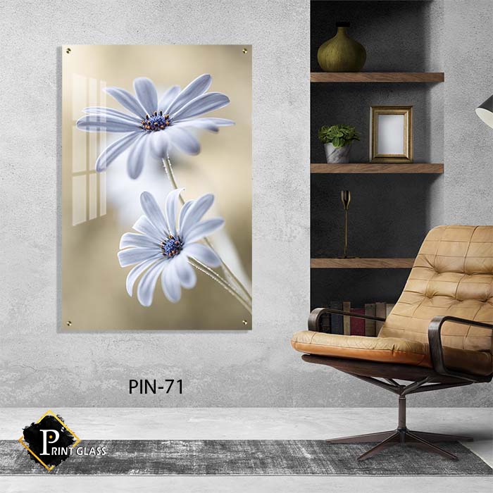 תמונת זכוכית לפינת האוכל של פרחים לבנים