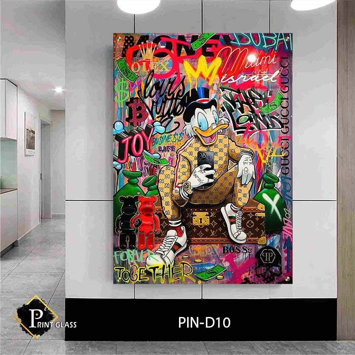 תמונת זכוכית לחדר שינה של דונאלדאק בסגנון פופ ארט