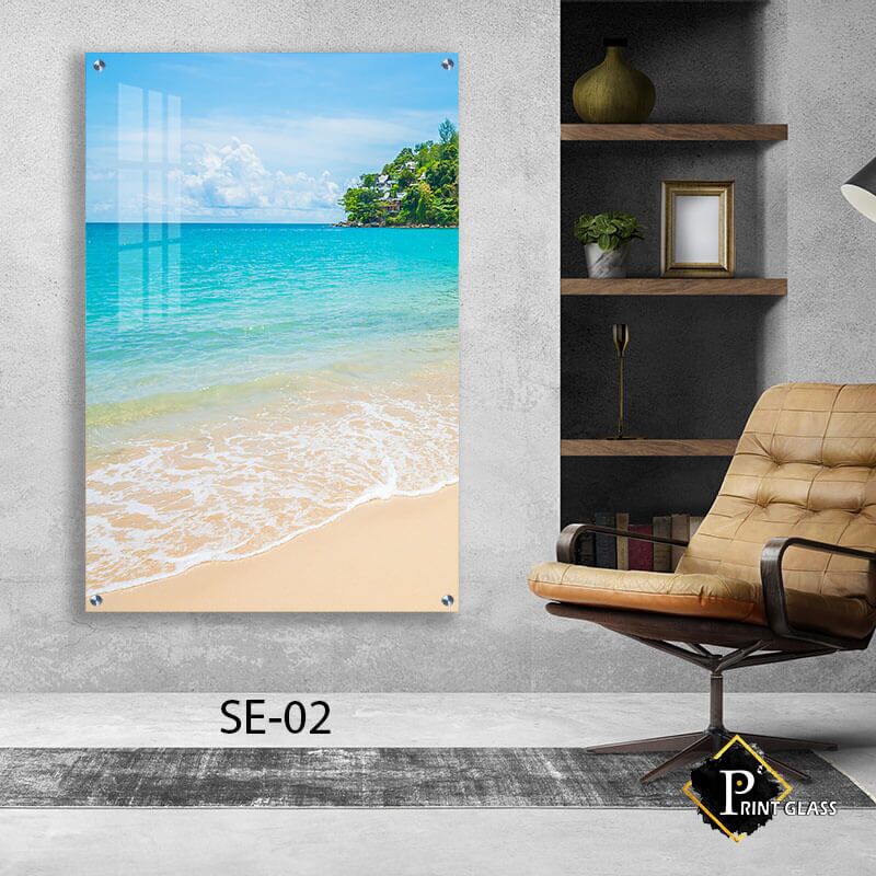 נוף של חוף ים - תמונת זכוכית יפה לחדר שינה או לפינת אוכל