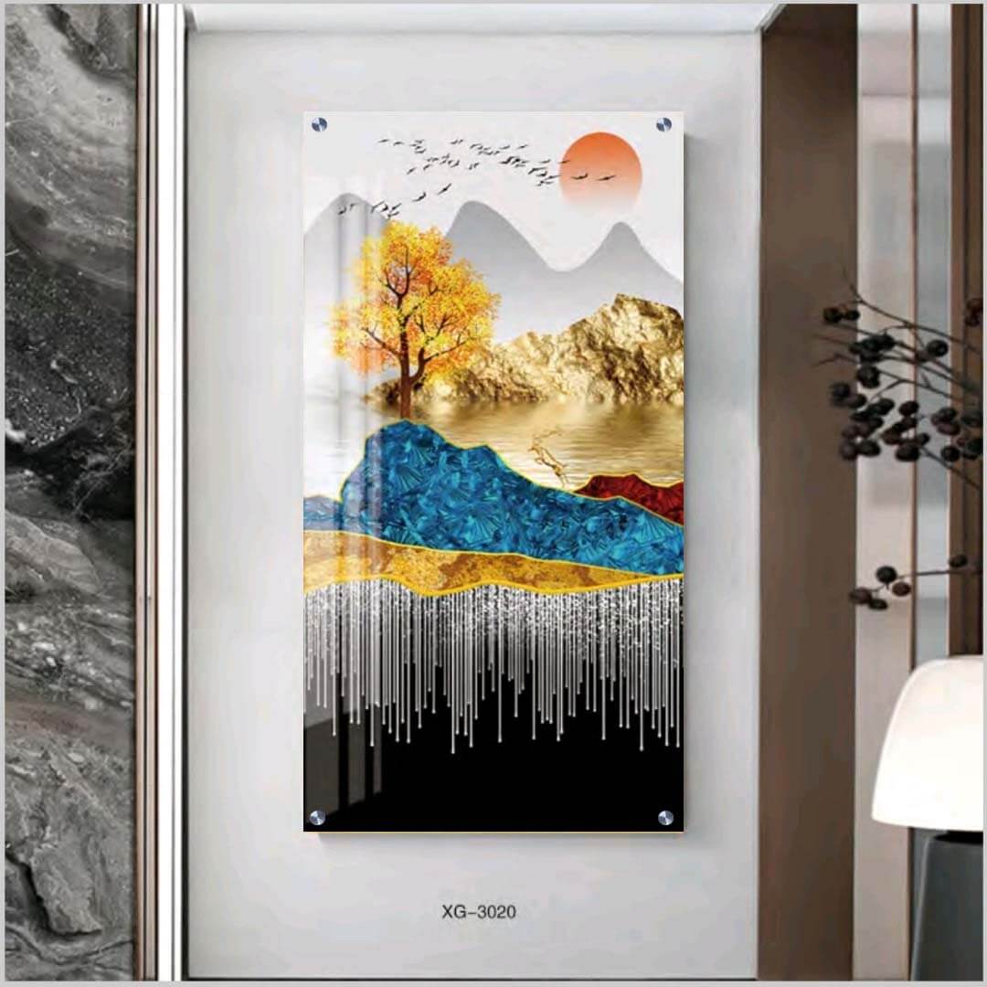 אייל על הרים צבעוניות - תמונת זכוכית לחדר השינה או למשרד