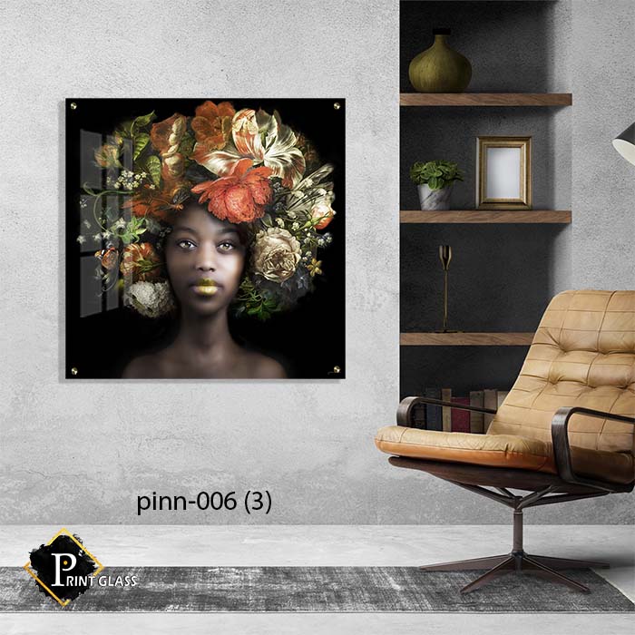 תמונה לחדר שינה של אפריקאית עם פרחים על הראש