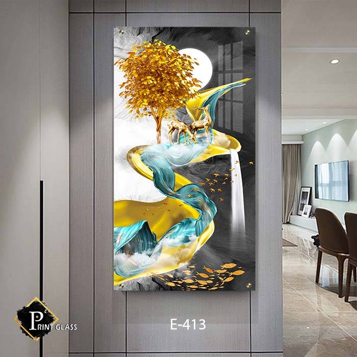 מטפחת כחולה בעננים - תמונה לסלון - תמונת זכוכית