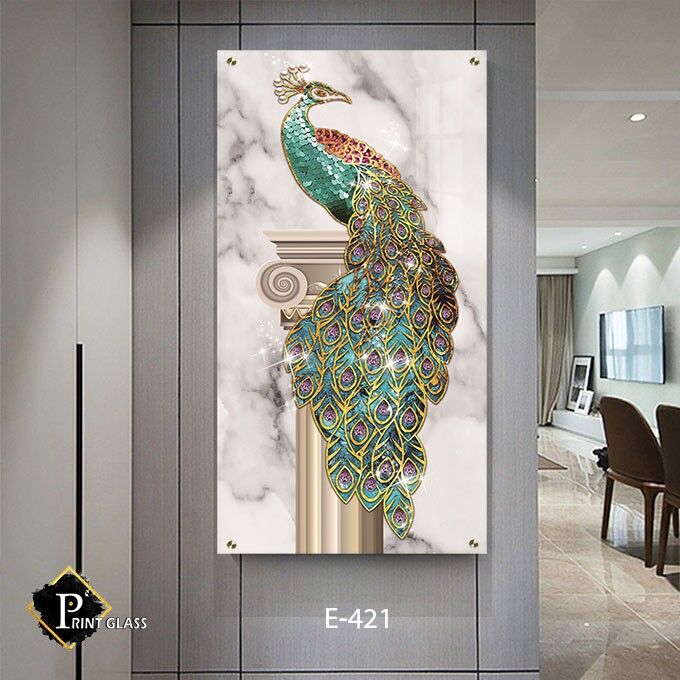 טווס מלכותי - תמונה לסלון - תמונת זכוכית